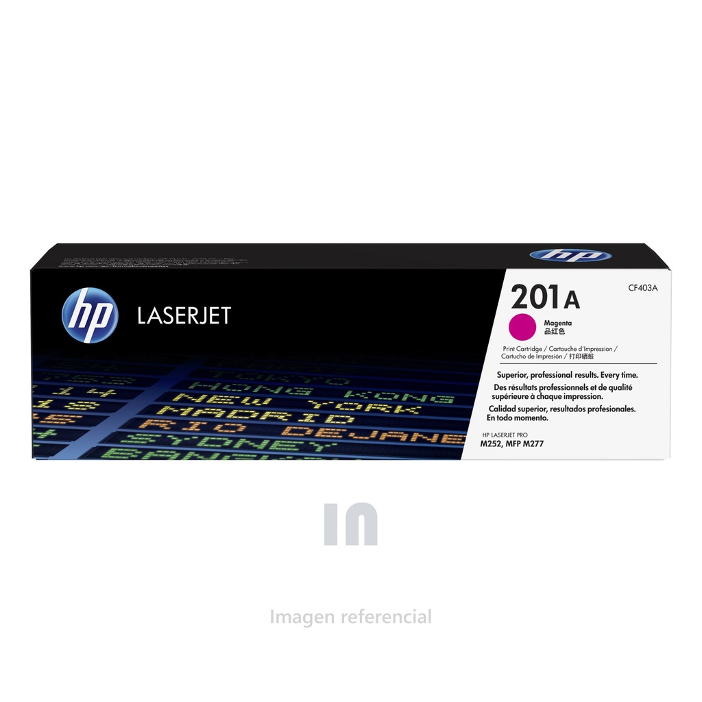 Tóner HP LaserJet 201A CF403A, Cartucho Magenta para Impresoras HP M252 / M277, Rendimiento 1,400 Páginas
