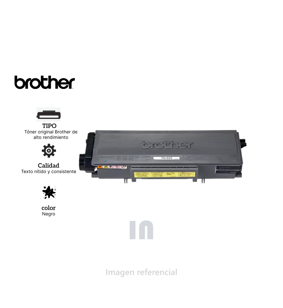 Tóner Brother TN-620, Cartucho de Alto Rendimiento para Impresoras Brother HL-5340D / HL-5350DN – Negro