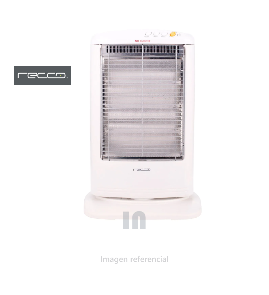 Estufa Halógena Recco NSB-99Y – 3 Niveles de Potencia | Calefacción Rápida hasta 20 m² | Blanco