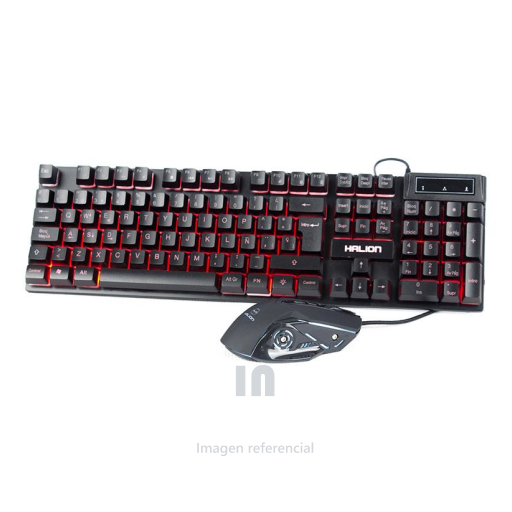 Kit de teclado y mouse halion gamer ha-813c, kit eclipse, mouse de 7 botones, cable usb de 1.5m