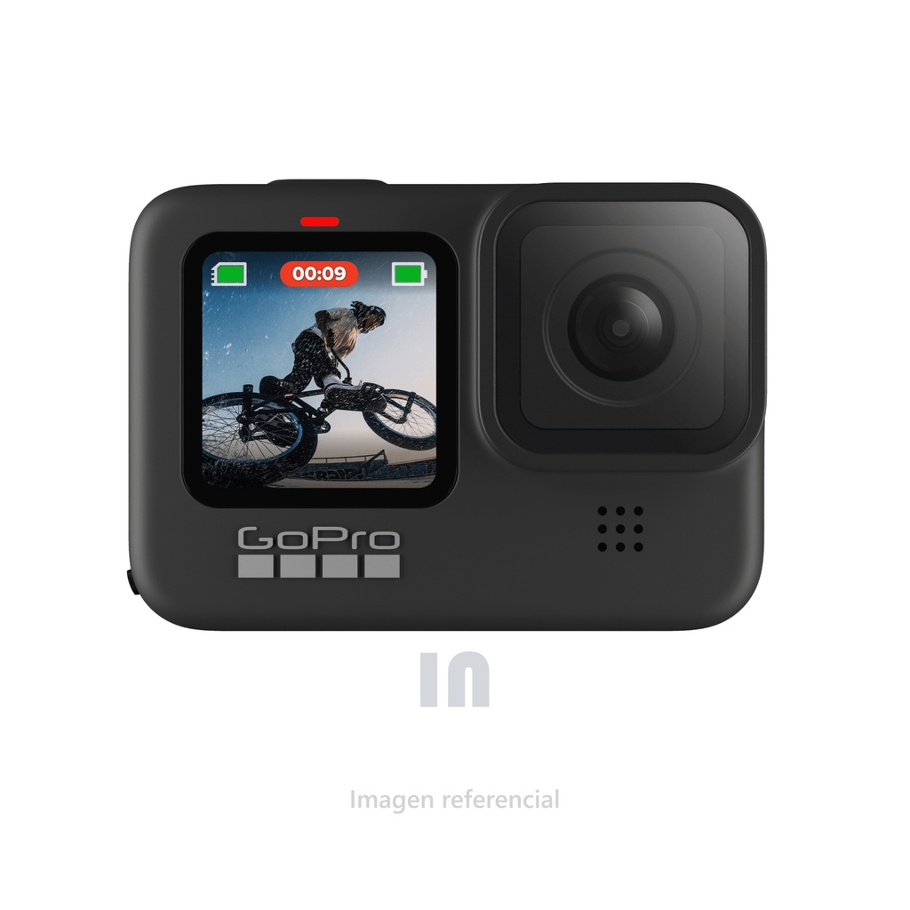 Cámara de Acción GoPro HERO9 Black, 5K, 20MP, LCD frontal y trasera, impermeable, negro