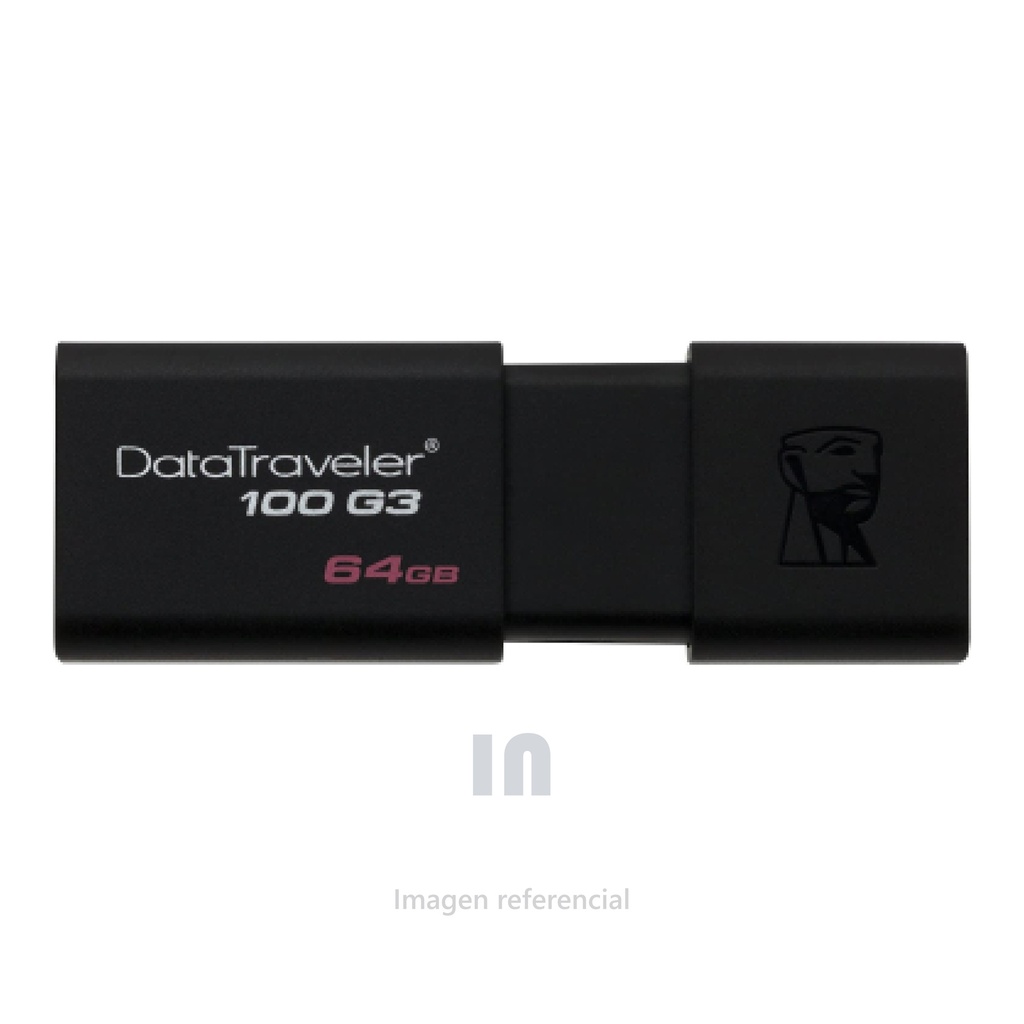 MEMORIA FLASH USB KINGSTON DATATRAVELER 100 G3, 64GB, USB 3.0, PRESENTACIÓN EN COLGADOR.
