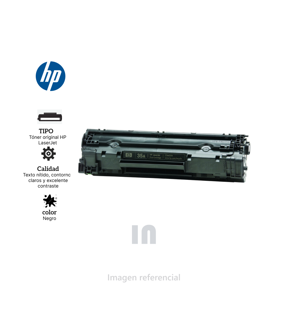 Tóner HP LaserJet 35A CB435A, Cartucho Negro para Impresoras HP LaserJet, Rendimiento Aproximado 1,500 Páginas