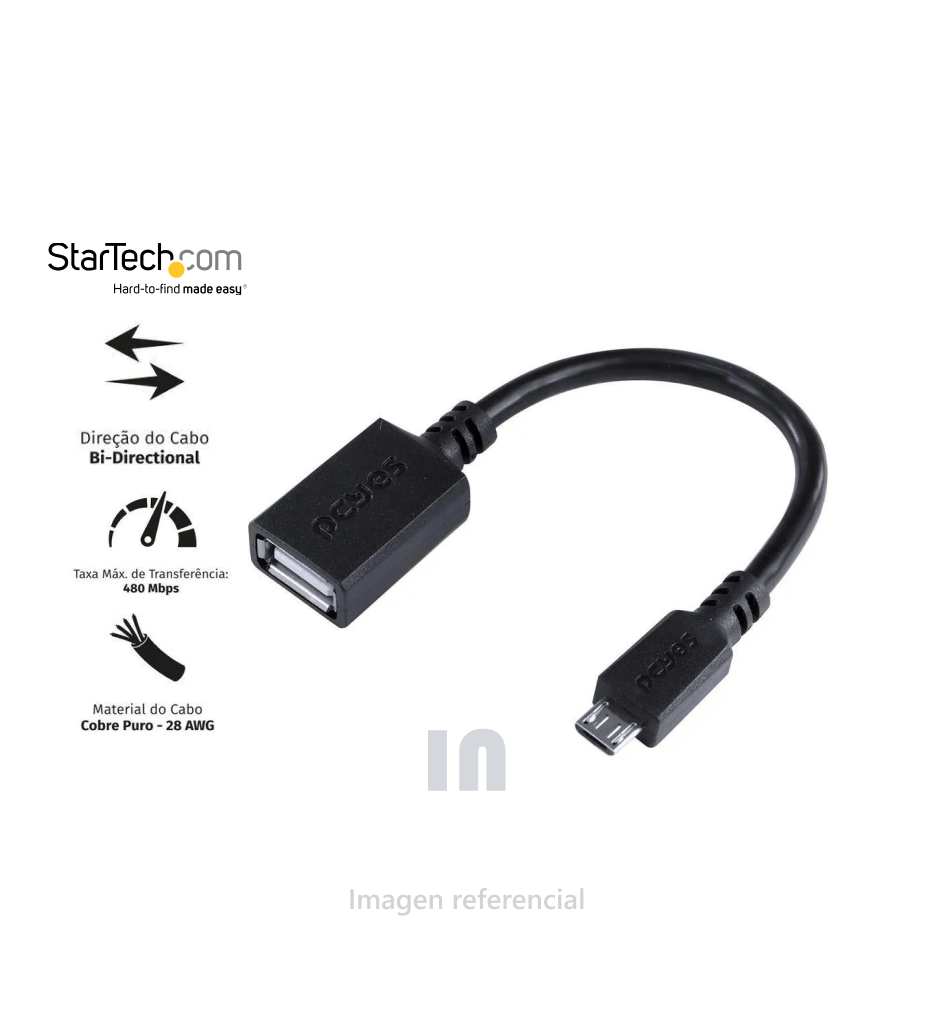 CABLE MICRO USB A OTG, 0.20CM, NEGRO.