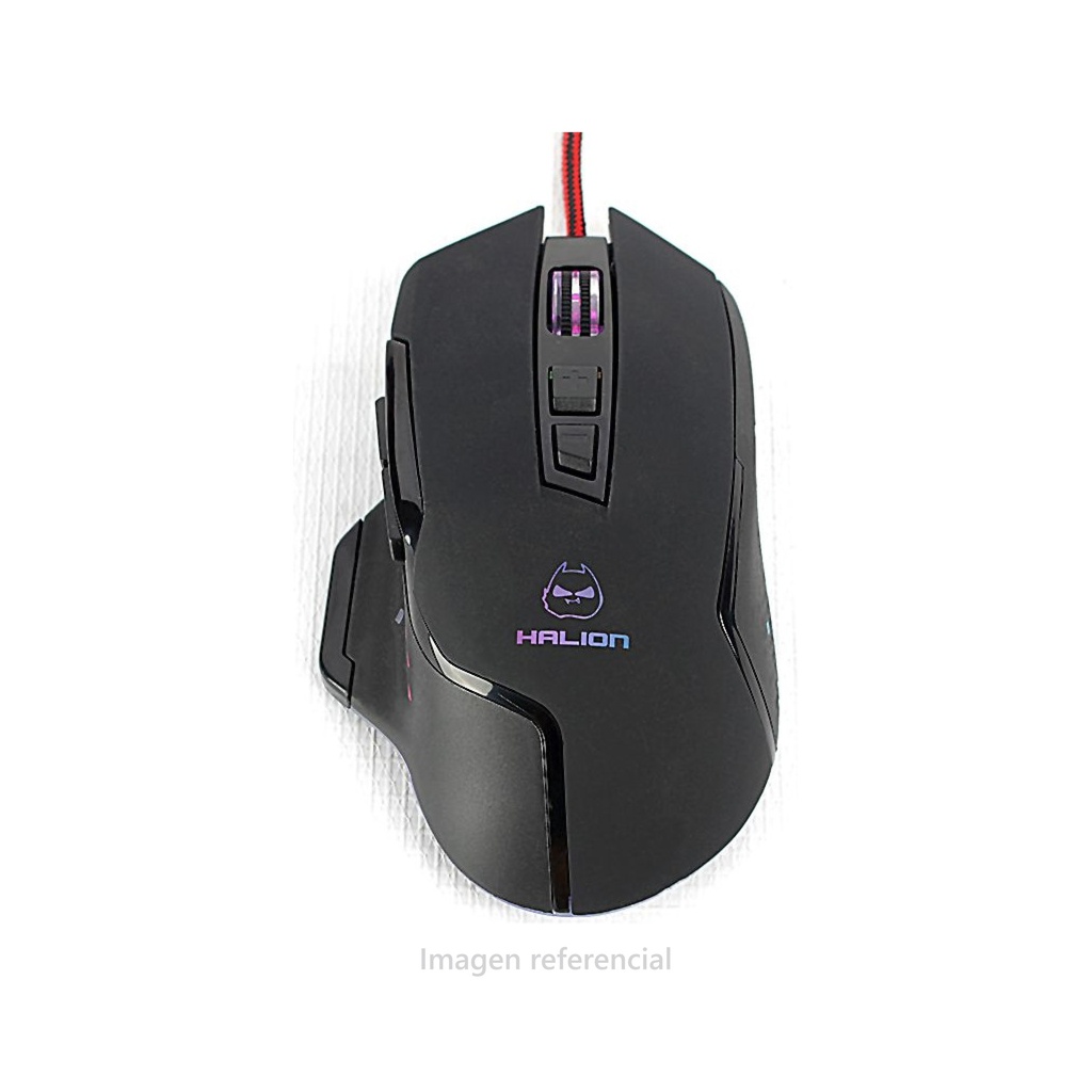 Mouse gamer halion raider ha-m939, RGB 7B, mouse gamer usb, iluminacion rgb multiples colores, chispet a825, optico usb, 7 botones, 7200dpi.