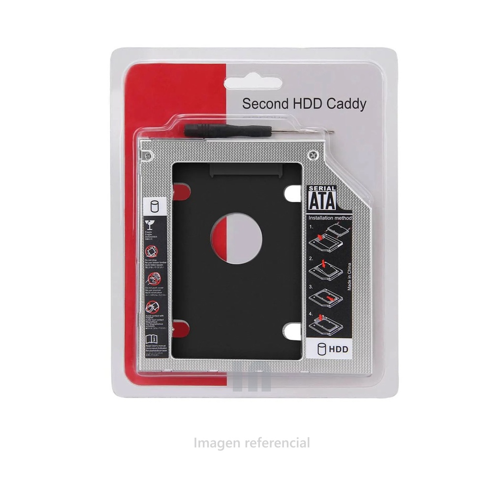 ADAPTADOR CADDY 2ND PARA DISCO DURO HDD SSD SATA CD DVD-ROM UNIVERSAL 9.5MM.