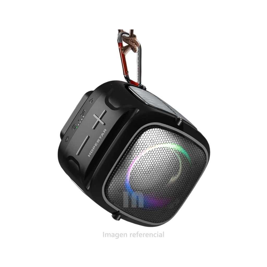 Parlante inalámbrico Hopestar party one mini, potencia 5w, ipx6 a prueba de agua, bocina 57 mm 4? 5w, 10 metros, tiempo de reproducción 6 horas, bluetooth tws, cable tipo c, negro.