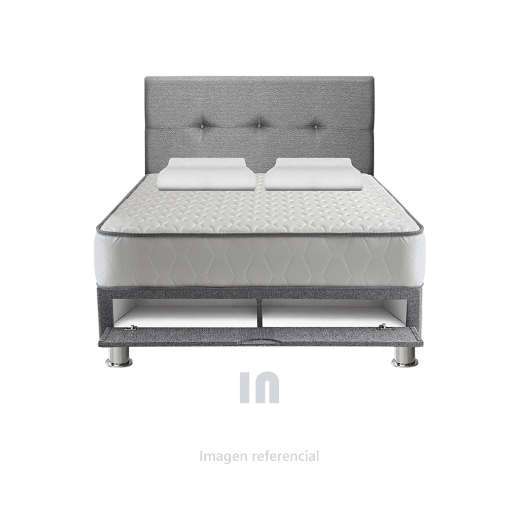 Juego de dormitorio Forli sabanera zenith, 2 plazas, colchón, box sabanera, cabecera, 2 almohadas.