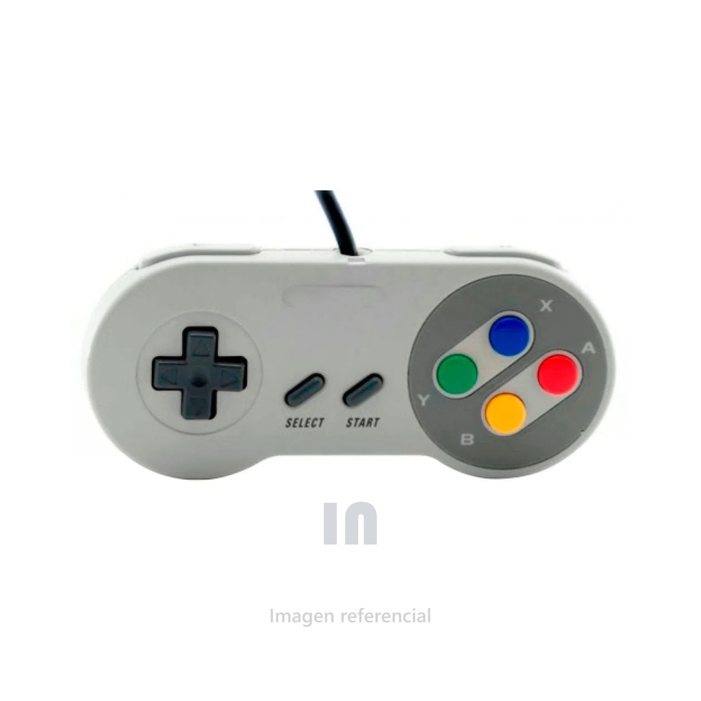 Control Original Super Nintendo SNES, 7 Pines, Blanco/Gris