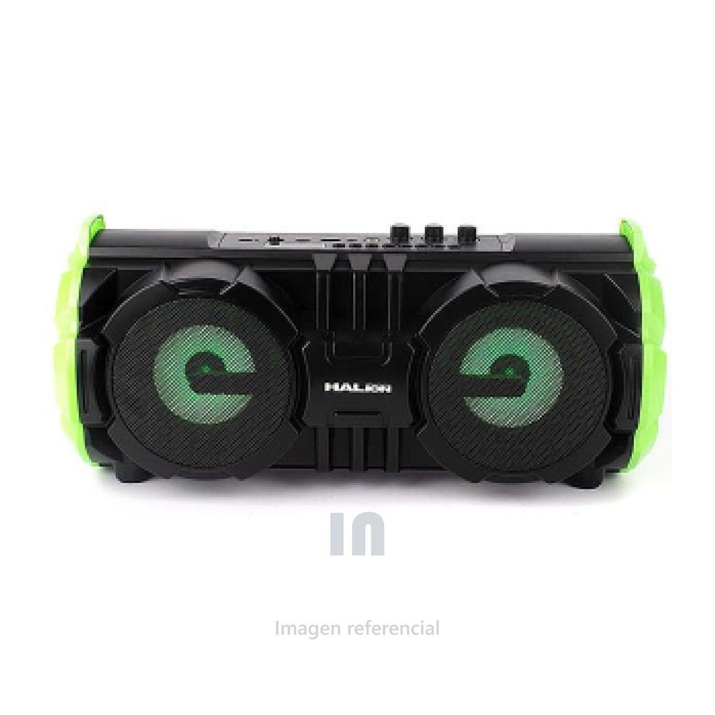 Parlante Halion HA-R39 – 100W RMS, Bluetooth, Batería Recargable, USB/SD, LED, Negro y Verde