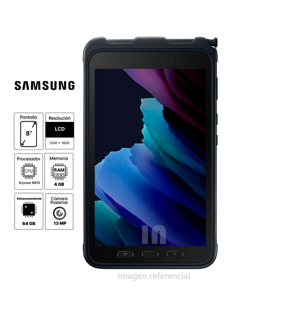 Tablet Samsung Galaxy Tab Active3 8" Exynos 9810 4GB RAM 64GB ROM 13MP Negro + Mochila antirrobo Gratis