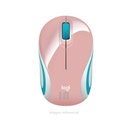 Mini mouse inalámbrico logitech m187, 1 000 dpi, 3 botones, receptor usb, 2.4 ghz, rosado.