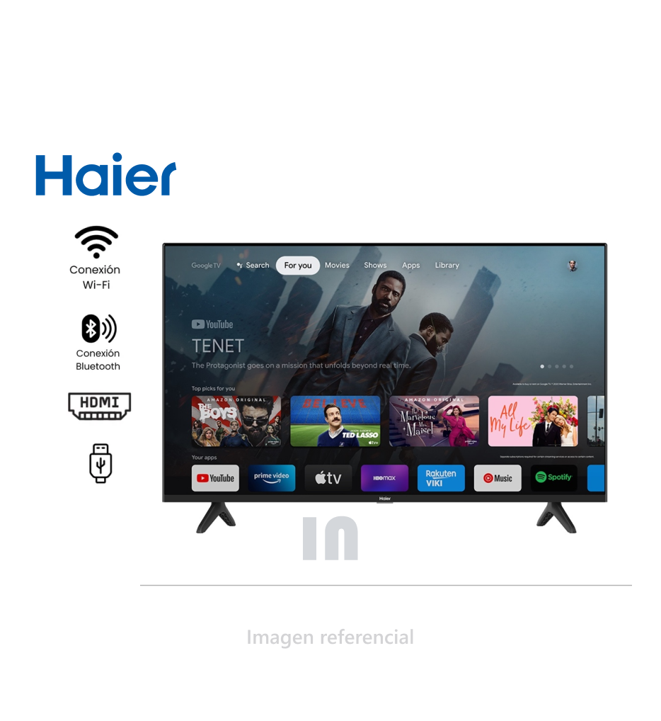 Televisor Smart TV Haier 50", H50K6UG, LED 4K UHD ISDB-T Android 9 con RC Serie K6