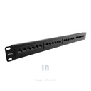 Patch panel para rack Cat.6 Pre-configurado, sin blindaje, tipo 110, esmalte negro, 24 puertos