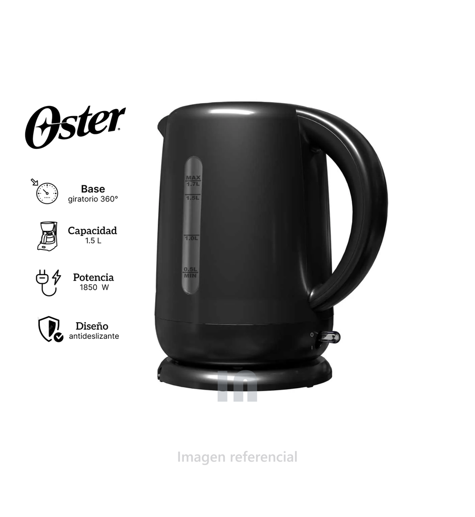Hervidor Eléctrico Oster 1.7L 1850W con Filtro y Apagado Automático – BVSTKT3101-053