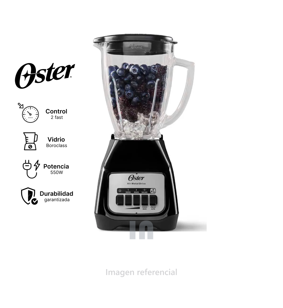 Licuadora Oster 800W, BLSTKAG-BPB, Negro. 