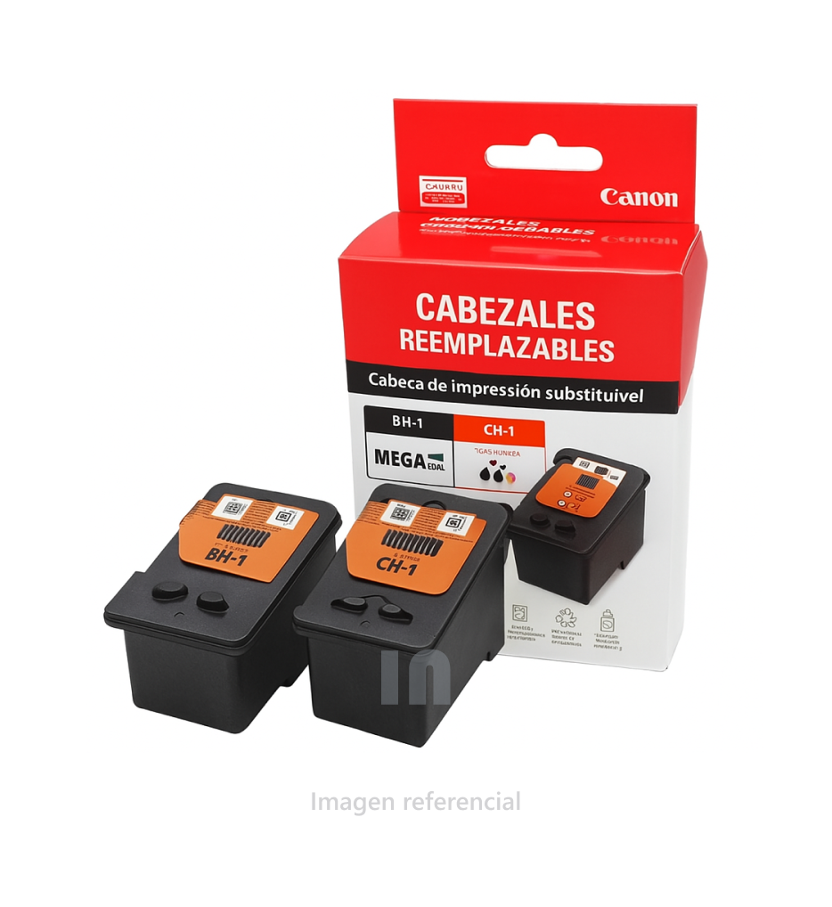 Kit de Cabezal Original Canon PIXMA Negro BH-1 + Color CH-1 MegaTank Alta Definición