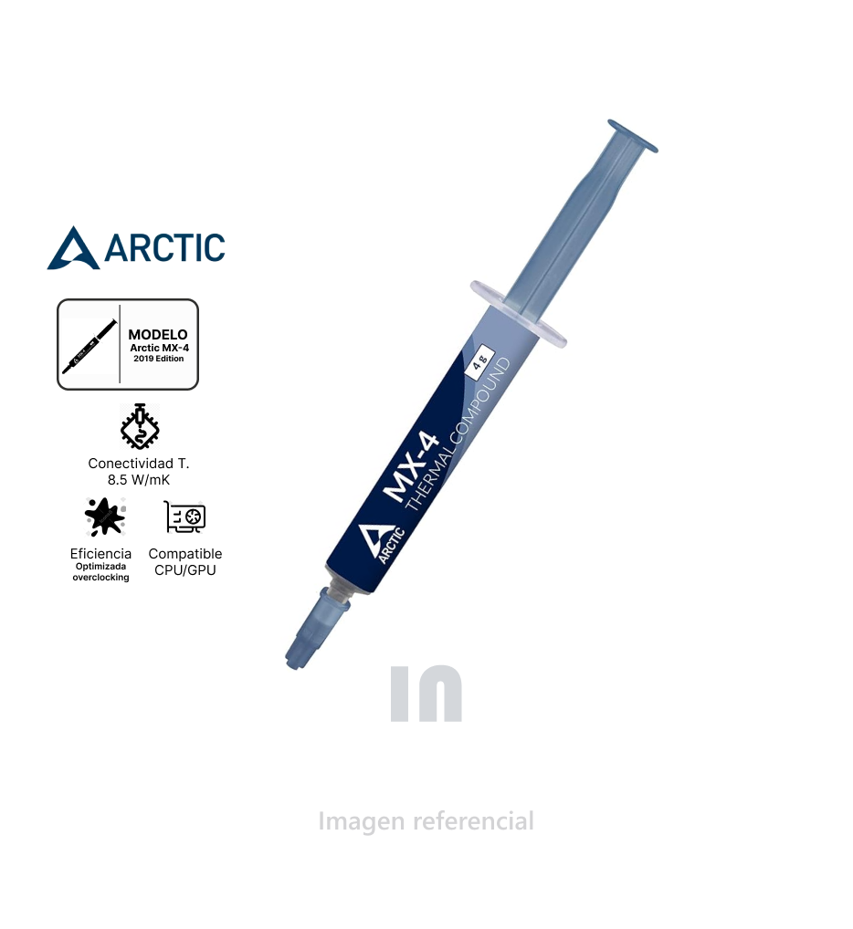 Pasta Térmica Arctic MX-4 2019 Edition 4g, para Cualquier Ventilador de CPU.