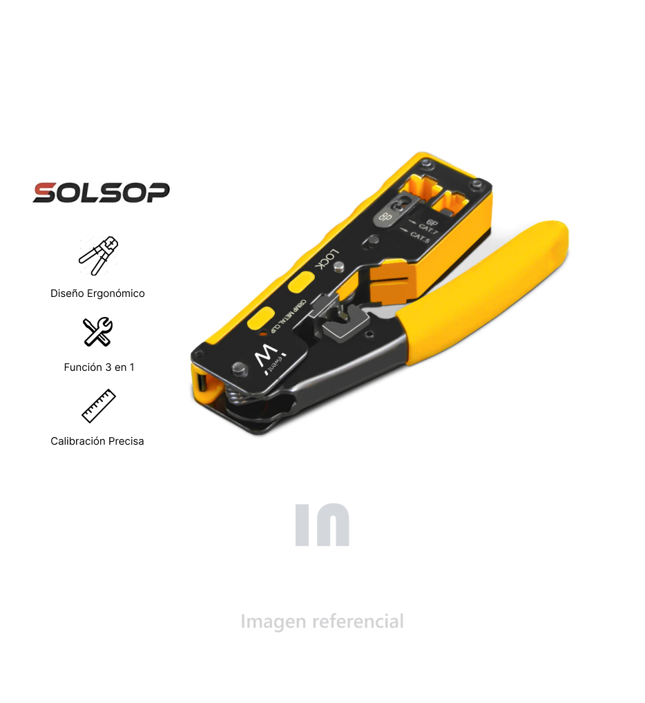 Herramienta de crimpado de conectores modulares para RJ45, RJ11 Cat5.
