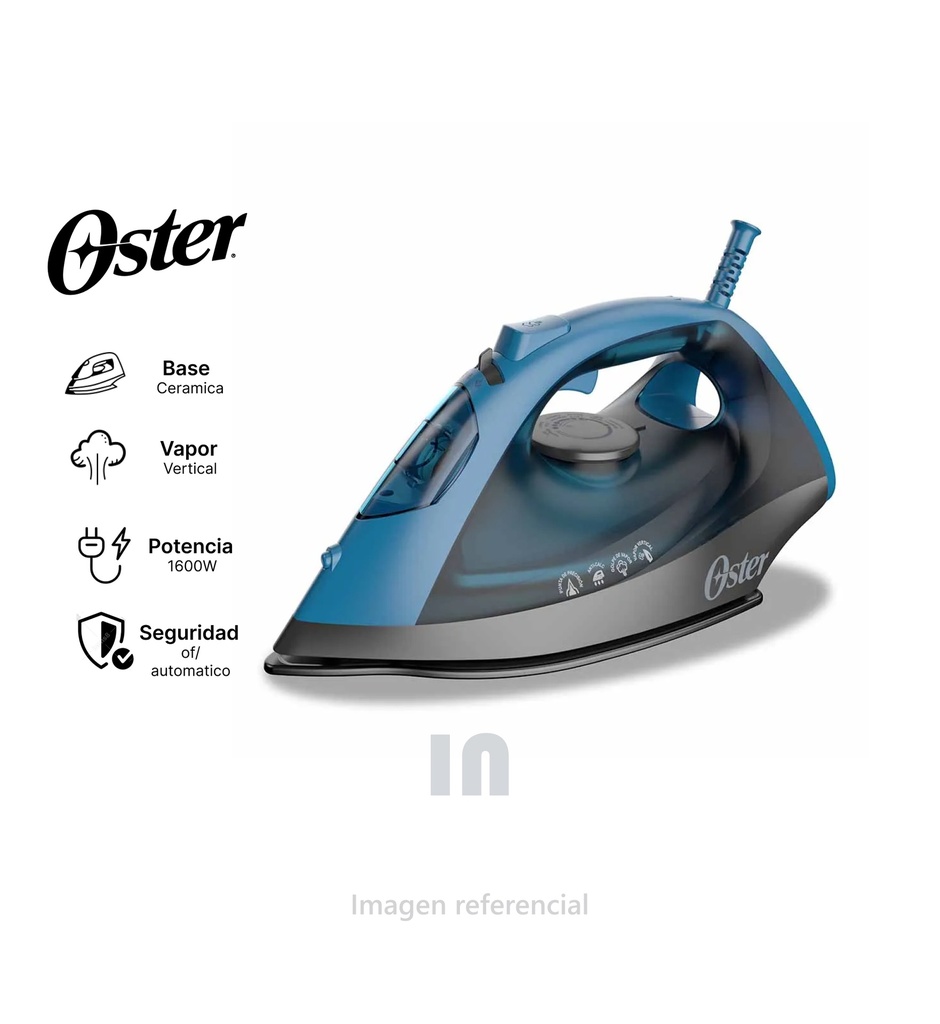 Plancha a Vapor Compacta Oster GCSTBS6052-053, 1600 Watts, 180ml, Base Cerámica, Azul