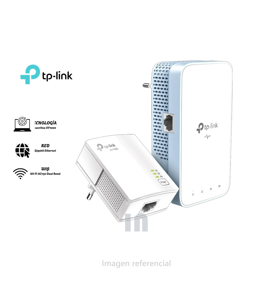 Extensor Powerline TP-LINK TL-WPA7517 KIT – AV1000, Wi-Fi AC750 Doble Banda, Blanco