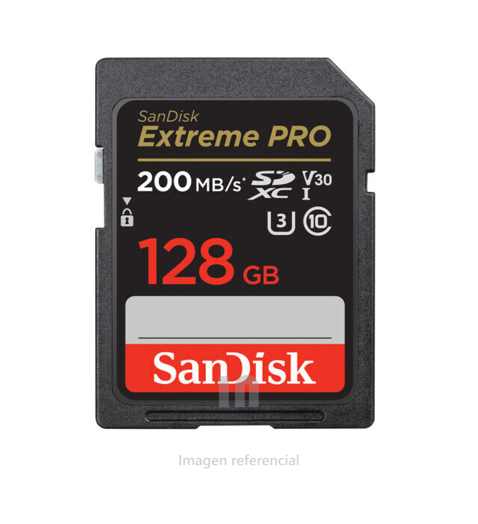 Memoria sansisk sd extreme pro 128GB, 4K UHS-I C10 V3, 200mb/s, negro.
