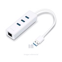 Adaptador USB Tp-Link UE330 2 en 1 con Hub 3 Puertos USB 3.0 y Ethernet 1000 Mbps – Blanco