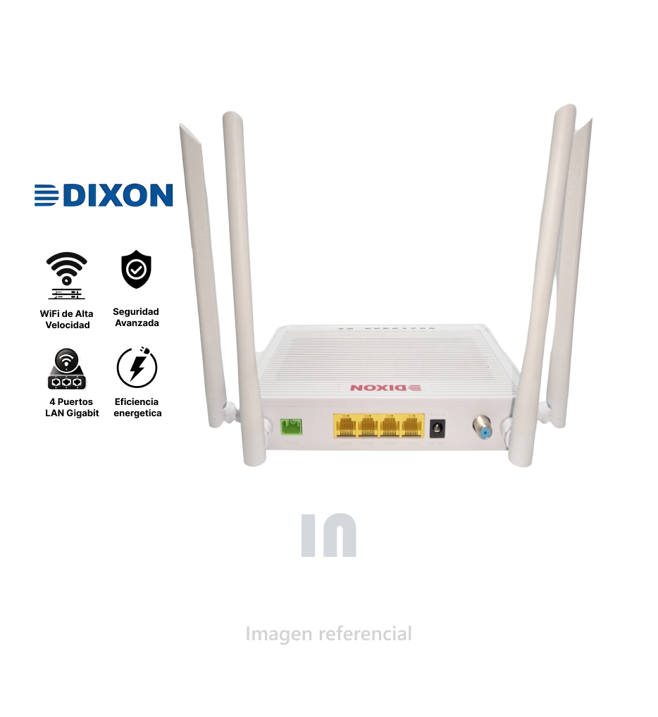 Router Óptico Dixon XPON ONU D174GW – WiFi de Alta Velocidad, 4 Puertos LAN Gigabit y Compatible con Fibra Óptica