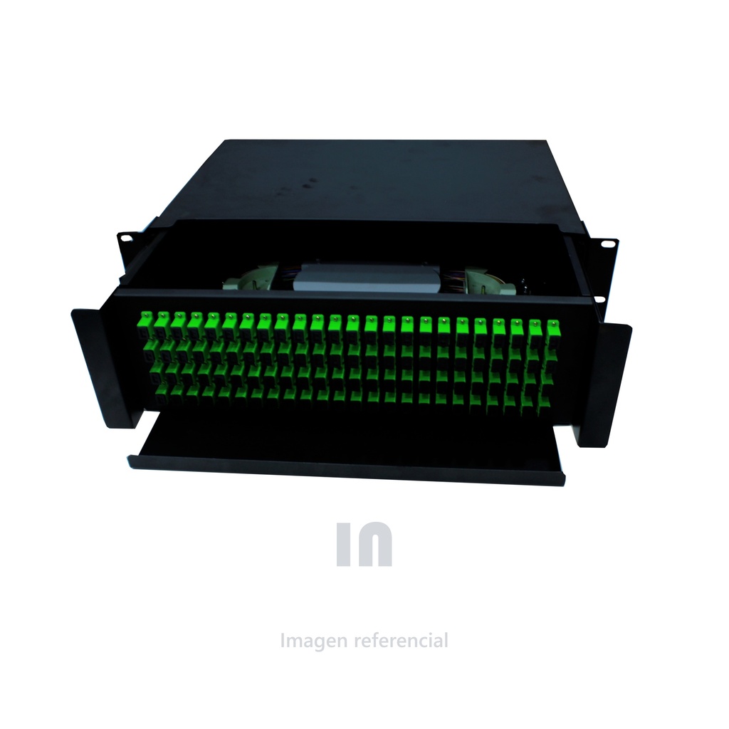 Odf apc para 96 empalmes con 96 adaptadores de 3ru, incluye adaptadores y pigtails SC/APC, s/m, negro.