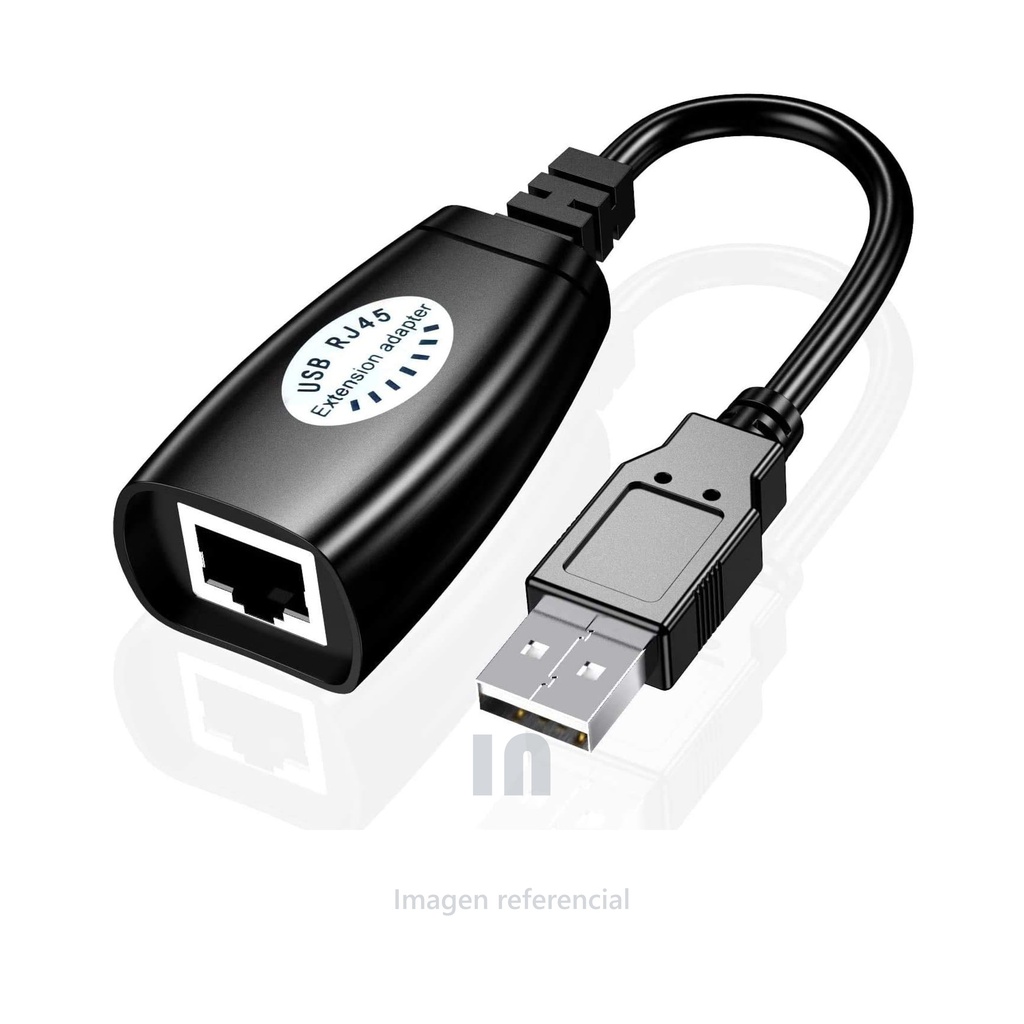 Adaptador de extensión DTech USB USB a RJ45 Extensor sobre cable Ethernet Cat5 Cat5e Conexión de hasta 60metro, negro.