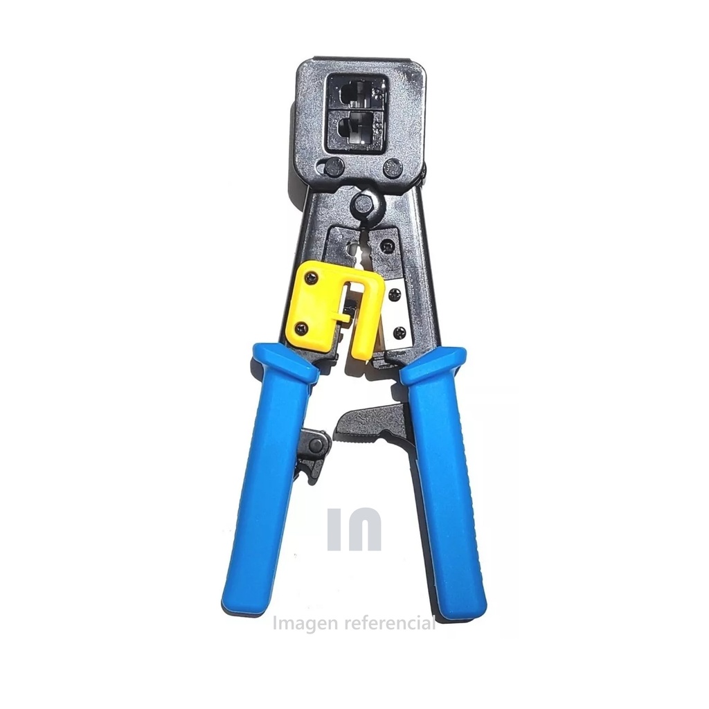 Alicate Crimping Anticorte Profesional Cable De Red Rj45 Y Rj11, azul amarillo.