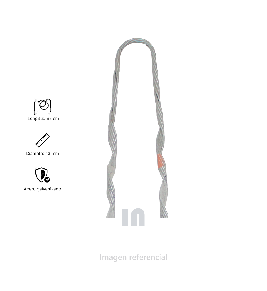 Preformado 3/8 span 100, 67cm de largo, 13mm diámetro de cubierta, punta naranja.