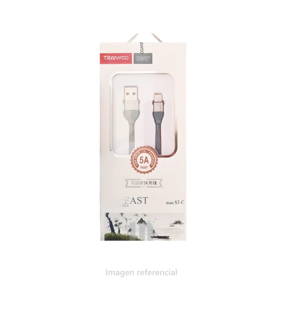 Cargador Tranyoo C AK200 de 5.0 A carga rápida, cable de 1.2m tipo C, blanco.