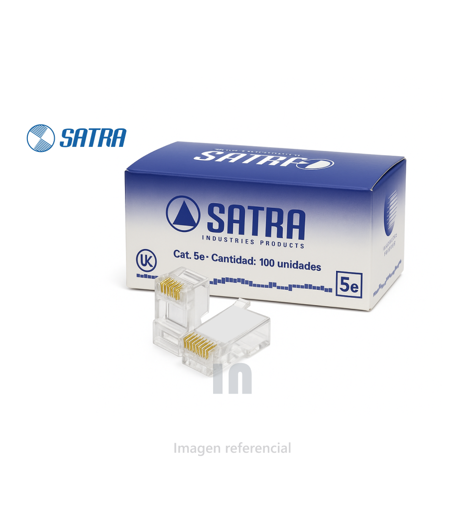 Conector Plug Satra RJ45 Cat5 – 24/26AWG, UL 94V-0