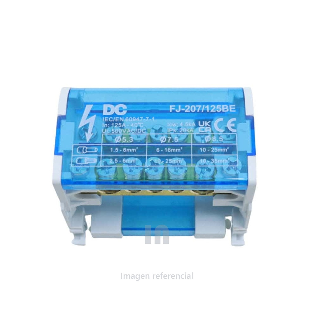 Repartidor DC bornera bipolar FJ-207/125BE es perfecta para recoger los cables de los módulos solares.