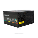 FUENTE DE PODER HALION RGB-500 REAL- CAPACIDAD- COLOR: RGB-4XSATA 2XP4 1XP6 2-CARACTERÍSTICAS DE ENTRADA AC: 200 - 240 VAC / 5A / 50 - 60 HZ. DE SALIDA CC 500W-CONECTORES: 24 PINES PARA M/B, 4 4 PIN PARA CPU, 2, HDD, SATA.