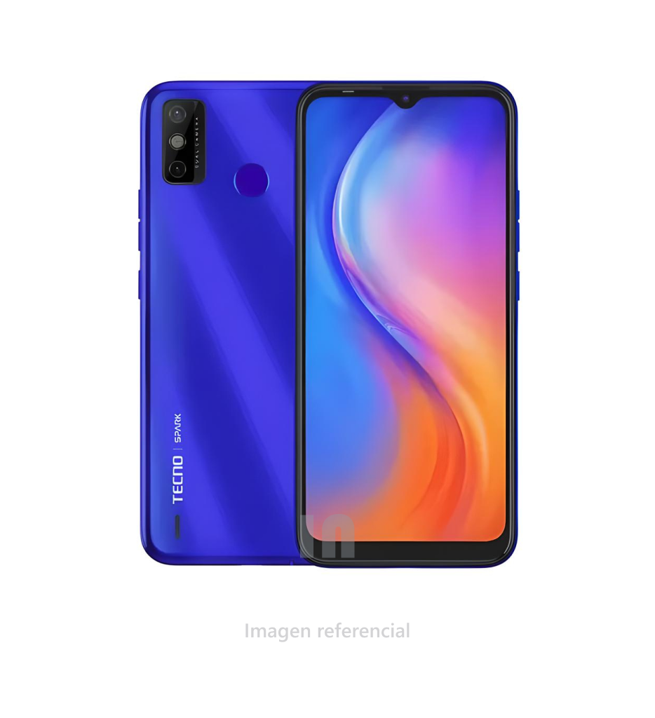 Smartphone Tecno Spark 6 Go (KE5K), 6.52", Octa-Core, 4GB RAM, 64GB ROM, Cámara 13MP, 8MP, 5000mAh, Azul